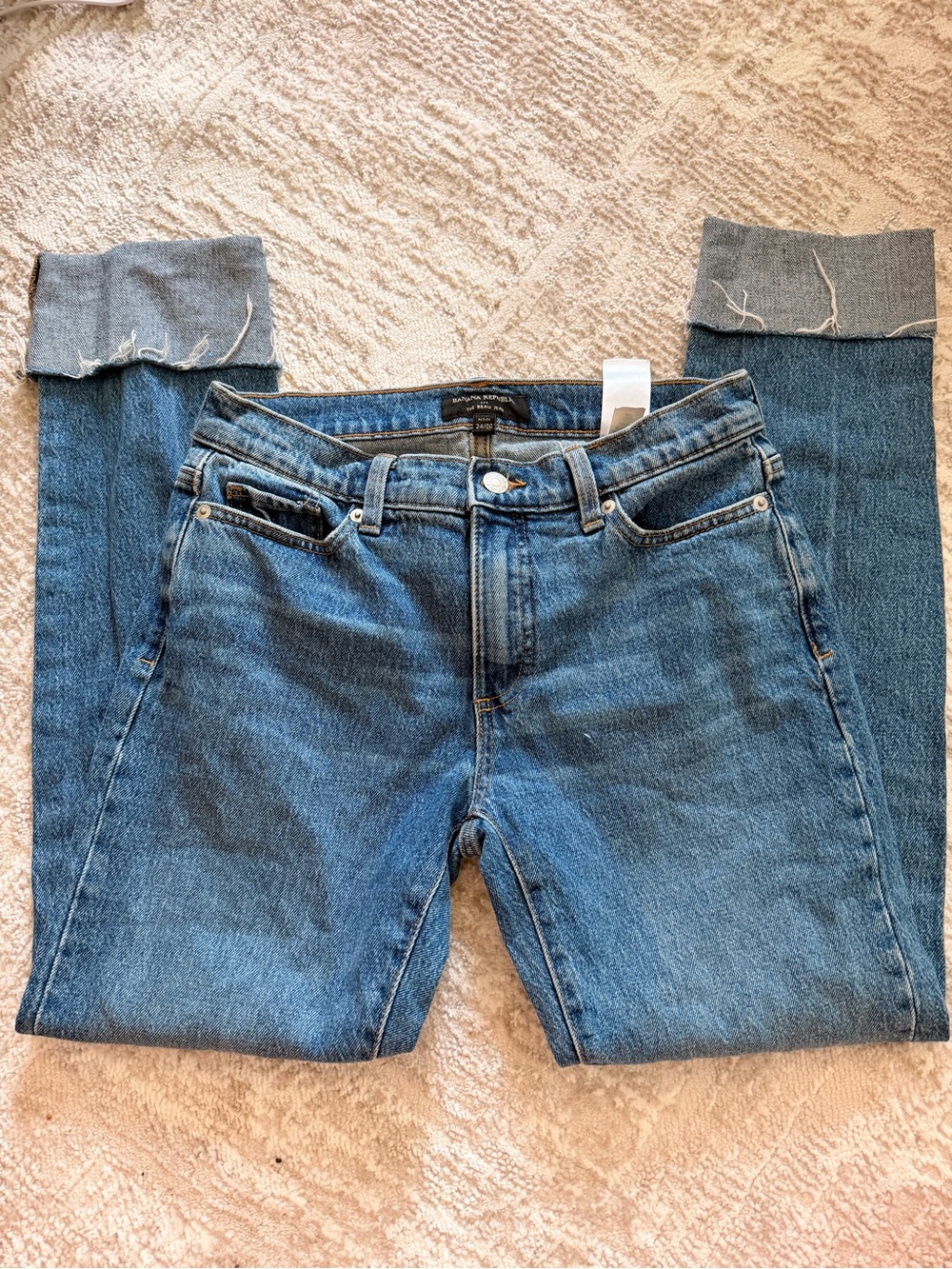Banana Republic Medium Blue Cropped Fold-Cuff Jeans